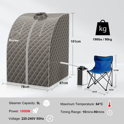 3L Portable Steam Sauna with 9-Level Temperature and Folding Chair