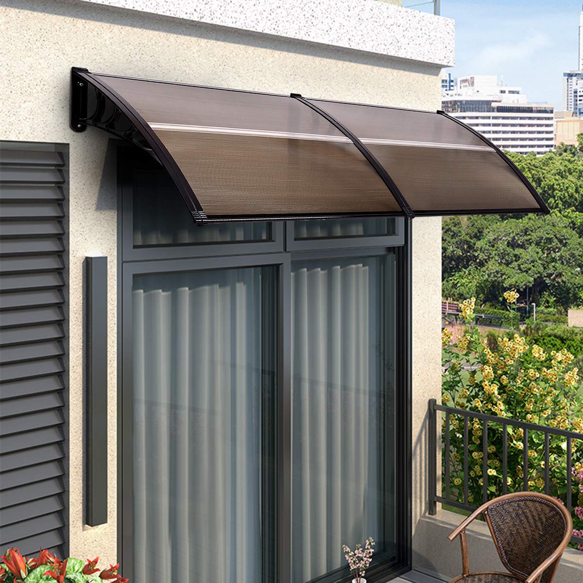100 x 100cm Polycarbonate Door Awning Canopy