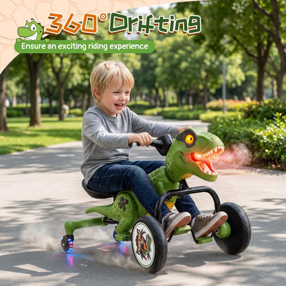 Kids Tricycle, Dinosaur Toddler Trike with Lights