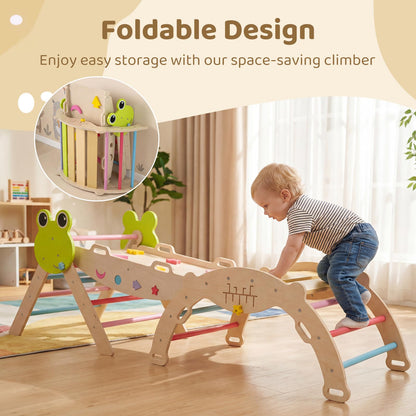 Kids Climbing Frame, Toddler Climbing Set with Arch, Reversible Ramp
