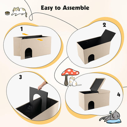 3-in-1 Hidden Cat Washroom Ottoman Shoe Bench