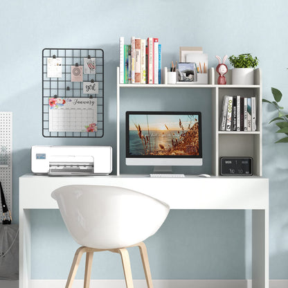 Wooden Desk Bookshelf with 4 Shelves and Open Back Compartment