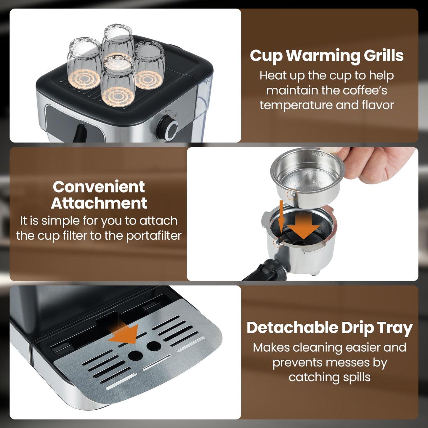 1200W Espresso Machine 20 Bar with Steam Milk Frother