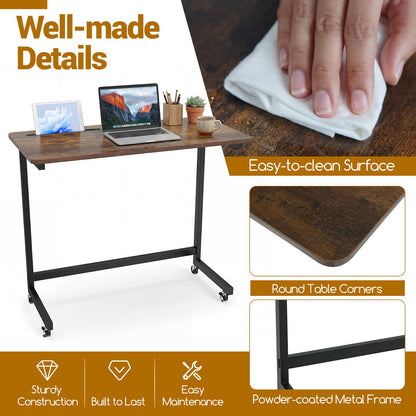 Rolling Laptop Desk Cart with Tablet Slot and Wheels