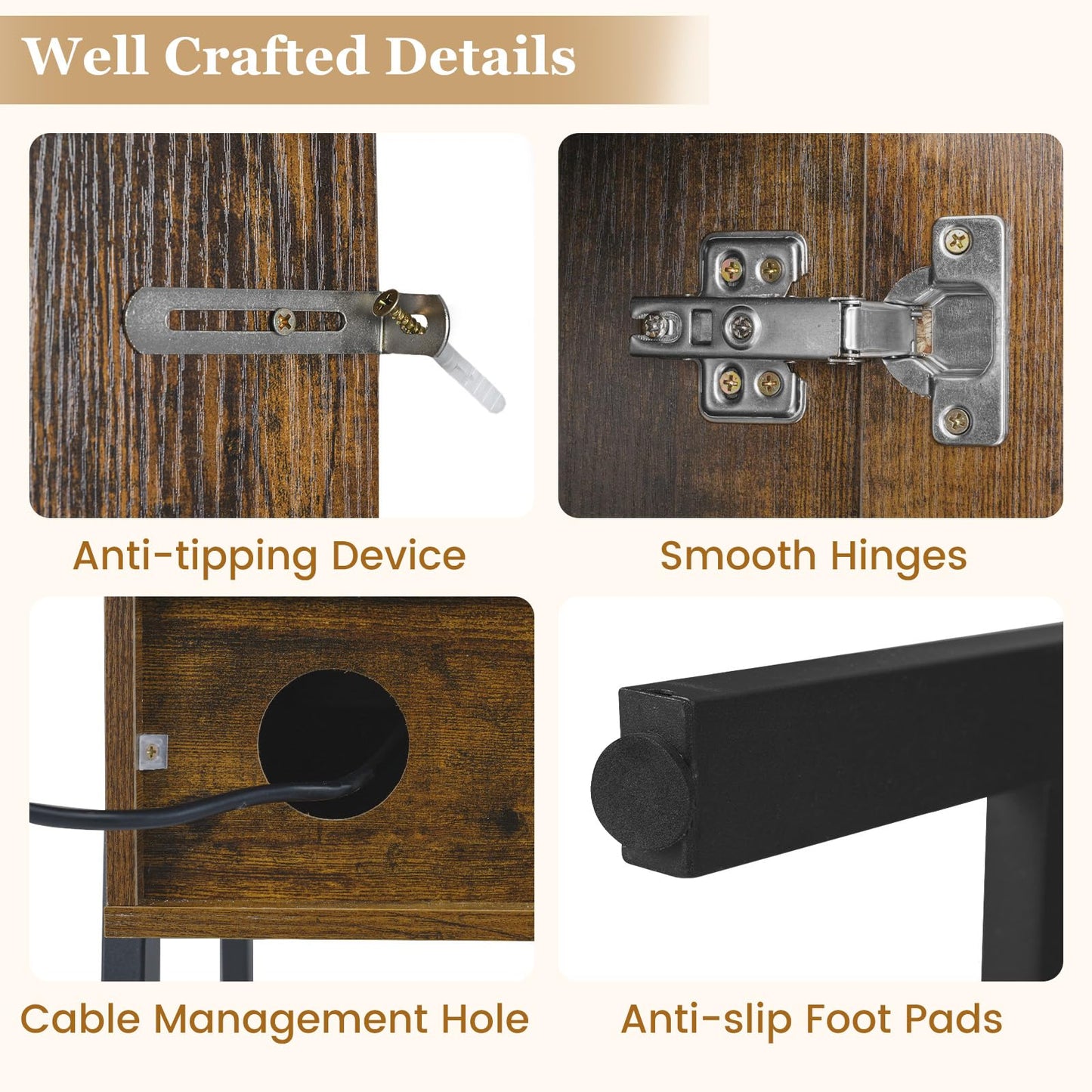 Dressing Table with 360° Rotation LED Vanity Mirror, Makeup Table Vanity Desk