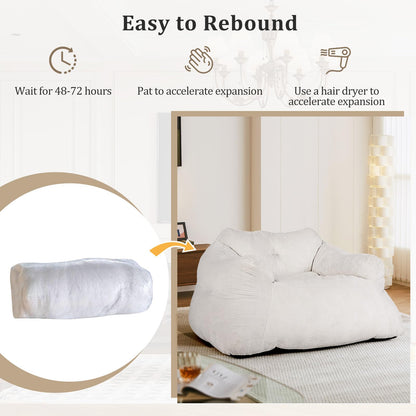 Bean Bag Chair with Velvet Cover and Non-slip Bottom for Bedroom
