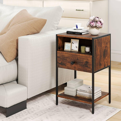 Nightstand with Open Compartment and Storage Shelf