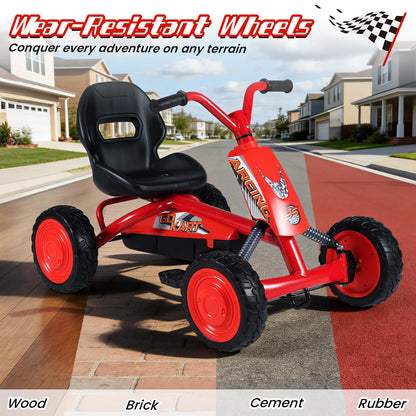 Kids Pedal Go Kart, Ride On Racer with 2-Position Seat