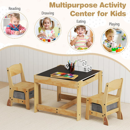 3-Piece Wooden Toddler Furniture Set with Removable Tabletop
