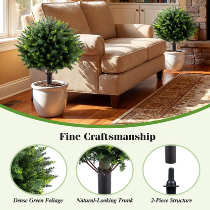 Set of 2 Artificial Topiary Ball Trees, Faux Shrub Bushes with Ground Spikes