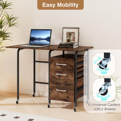 2-In-1 Folding Desk with 3 Drawers