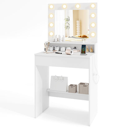 Vanity Desk with Mirror and Lights