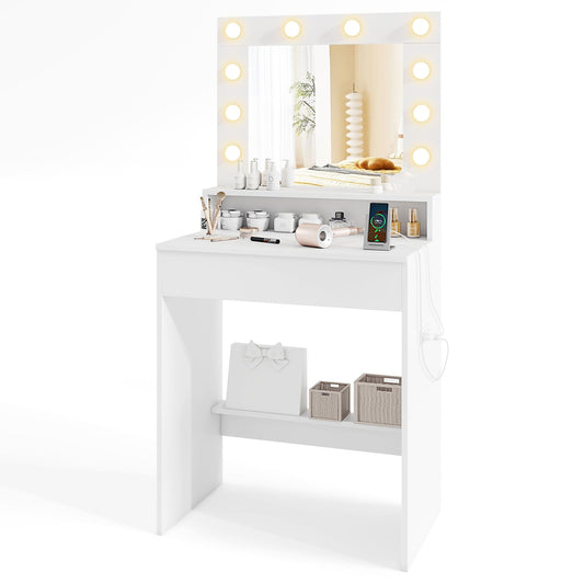 Vanity Desk with Mirror and Lights