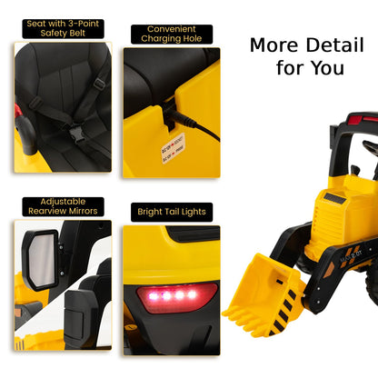 12V Kids Ride On Construction Tractor with Electric Bucket and Music