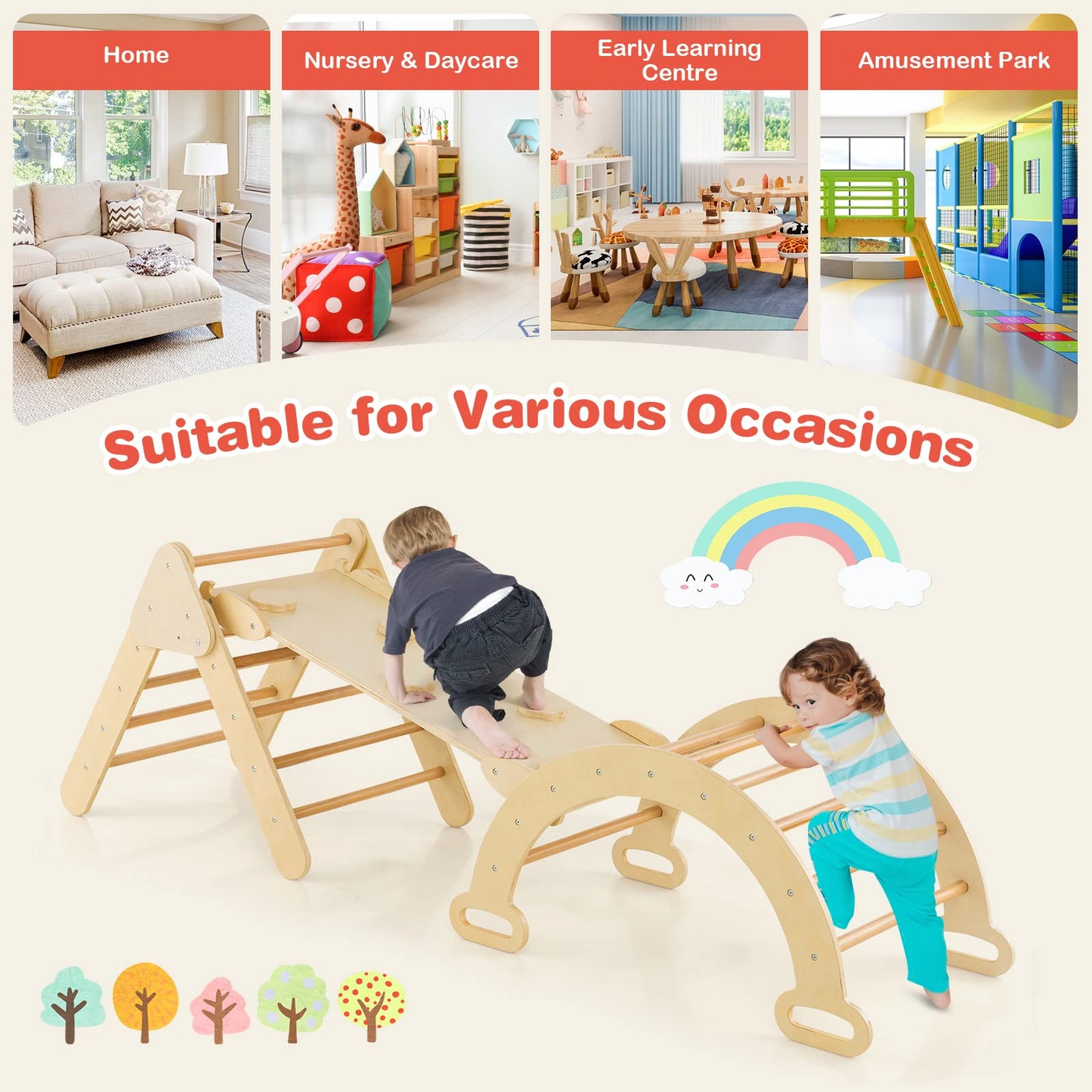 Triangle Climbing Toys with Climbing Triangle Arch Ramp
