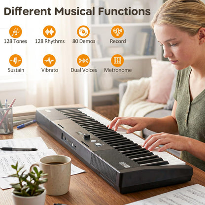 61 Key Digital Piano Keyboard, Electric Piano with Adjustable Stand & Stool