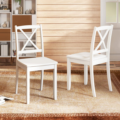 Dining Chairs Set of 2, Wooden Kitchen Chairs with Curved Cross Back Backrest