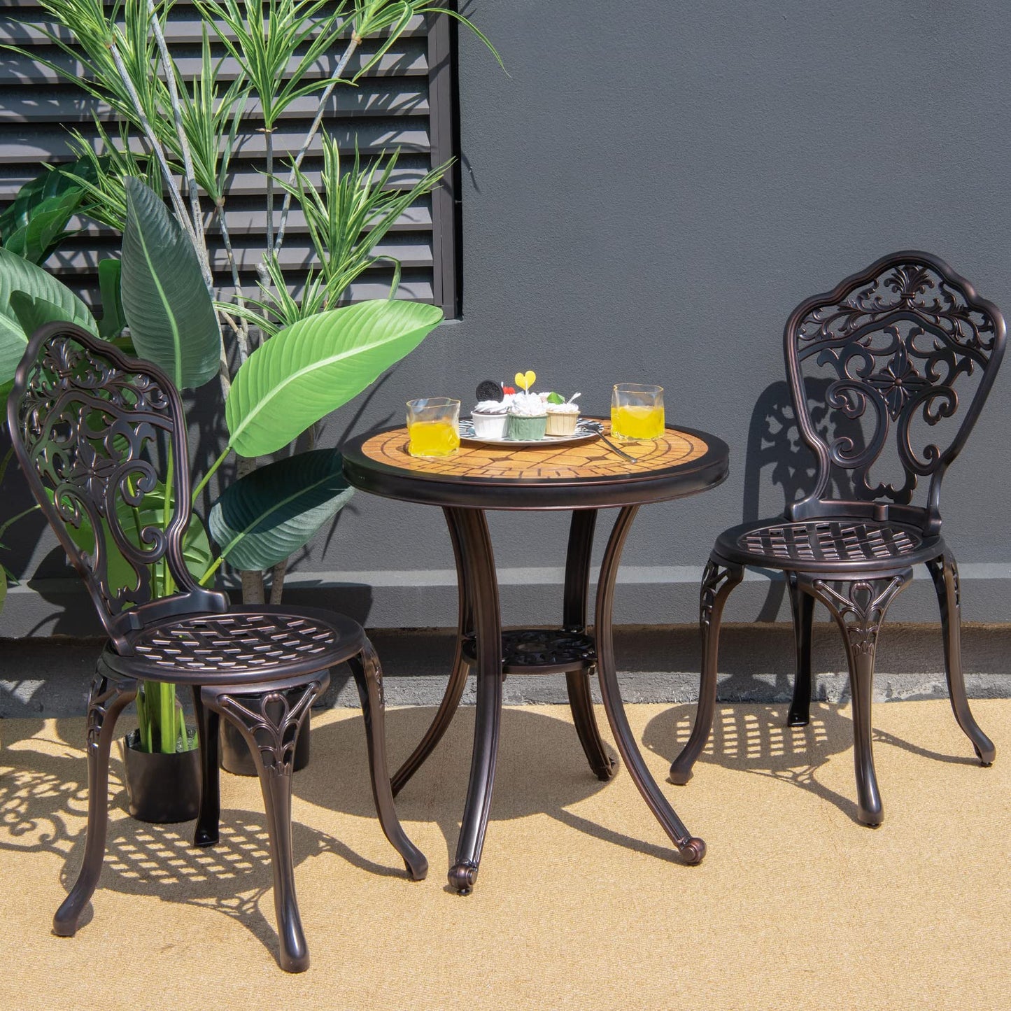 3 Pieces Patio Bistro Set for Porch Garden Poolside Backyard