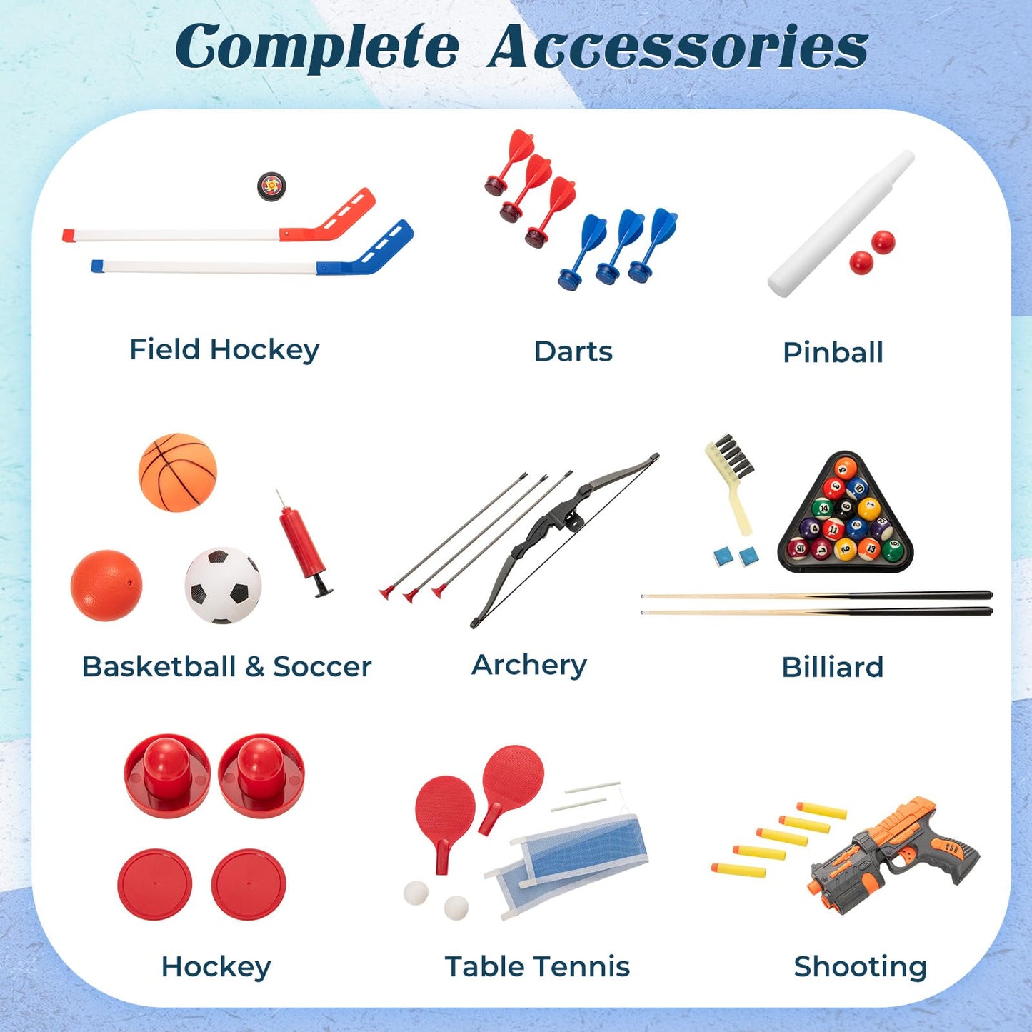 10-in-1 Multi-Sports Games Table, Combo Tables with Table Tennis, Basketball, Soccer, Hockey, Billiard, Archery, Shooting, Darts