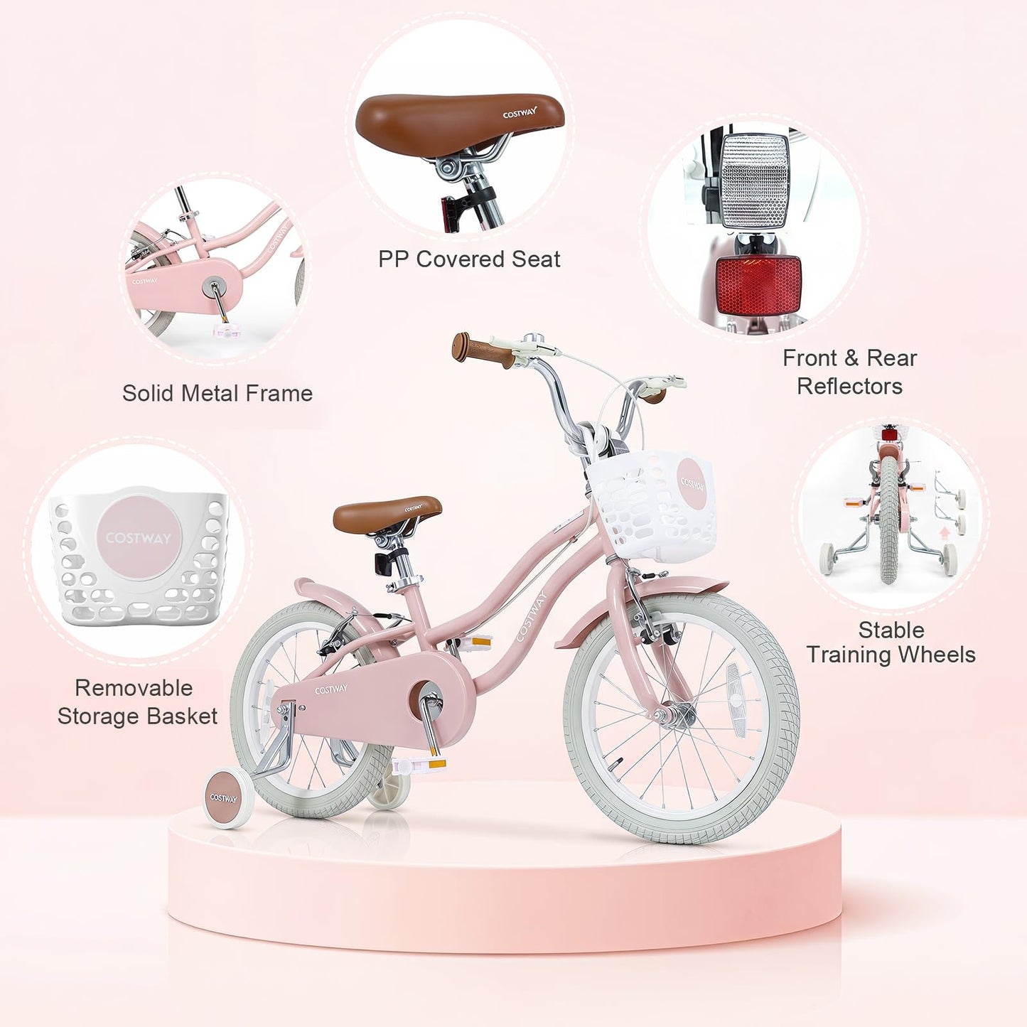 Kids Bike, Children's Training Bicycle | Toddler Bike with Height Adjustable Handlebar & Seat