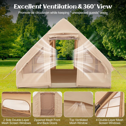 Waterproof 4-Season Blow-up Air Tent with Pump & 2 Doors