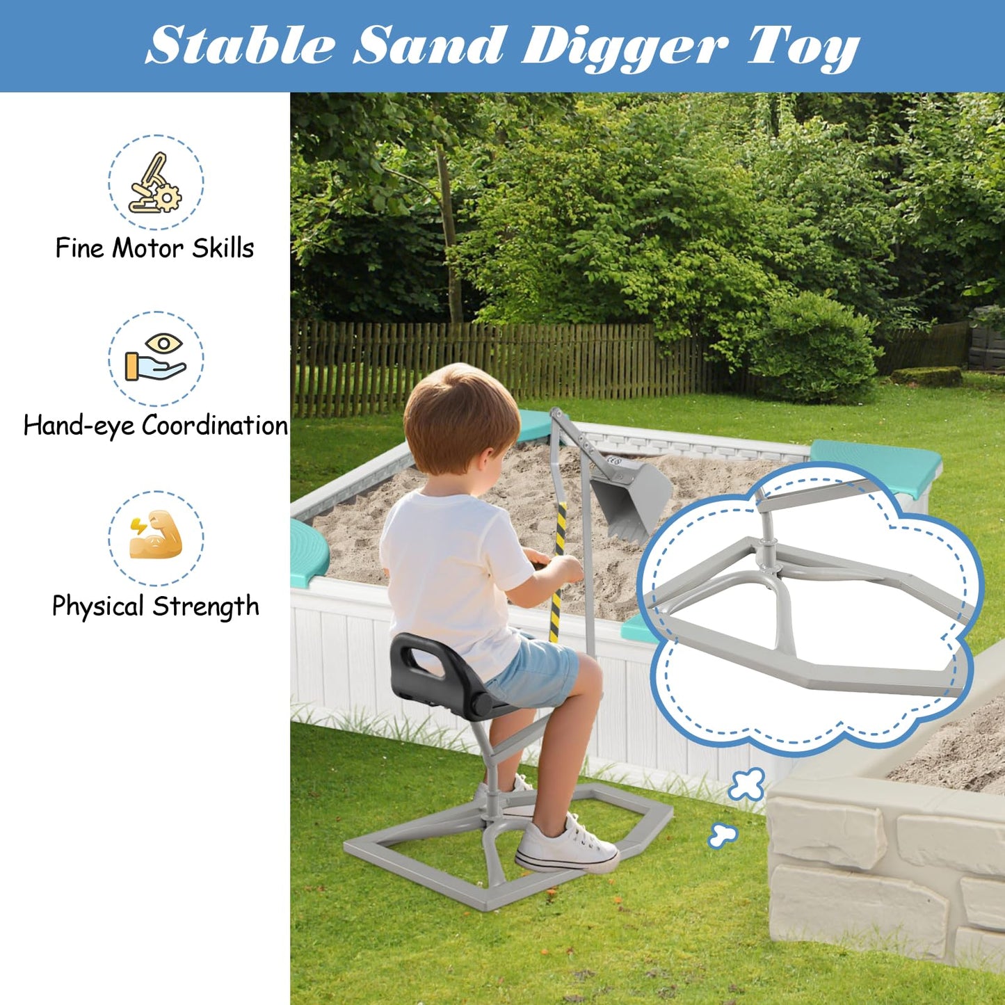 Kids Sand Digger Outdoor Toy Excavator for Sand Dirt Snow