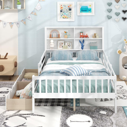 Single/Double Size Bed Frame with 2 Storage Drawers White