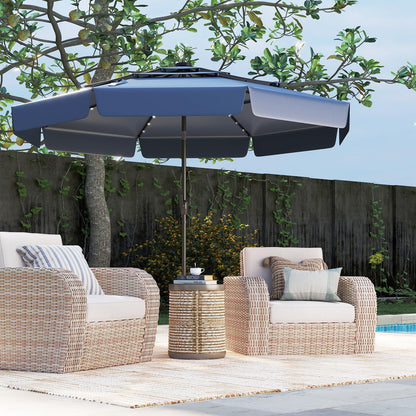 295 cm Solar Patio Umbrella with 32 LED Lights and 3-Tier Vented Top