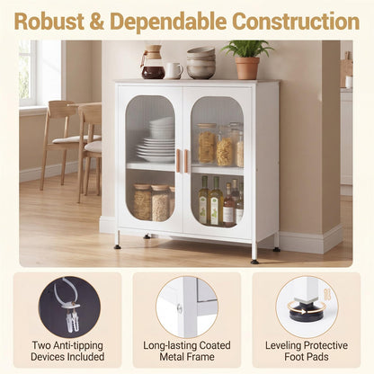 Kitchen Sideboard with 2 Translucent Doors & Adjustable Shelf