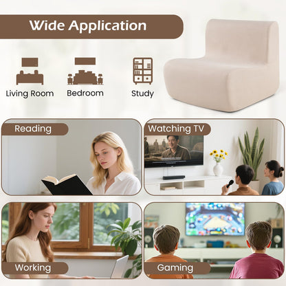 Lazy Floor Sofa Chair with Soft Velvet and Ergonomic Support