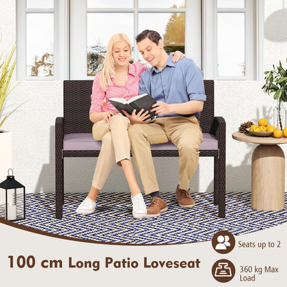 2 Seater Wicker Leisure Loveseat with Soft Seat Cushion