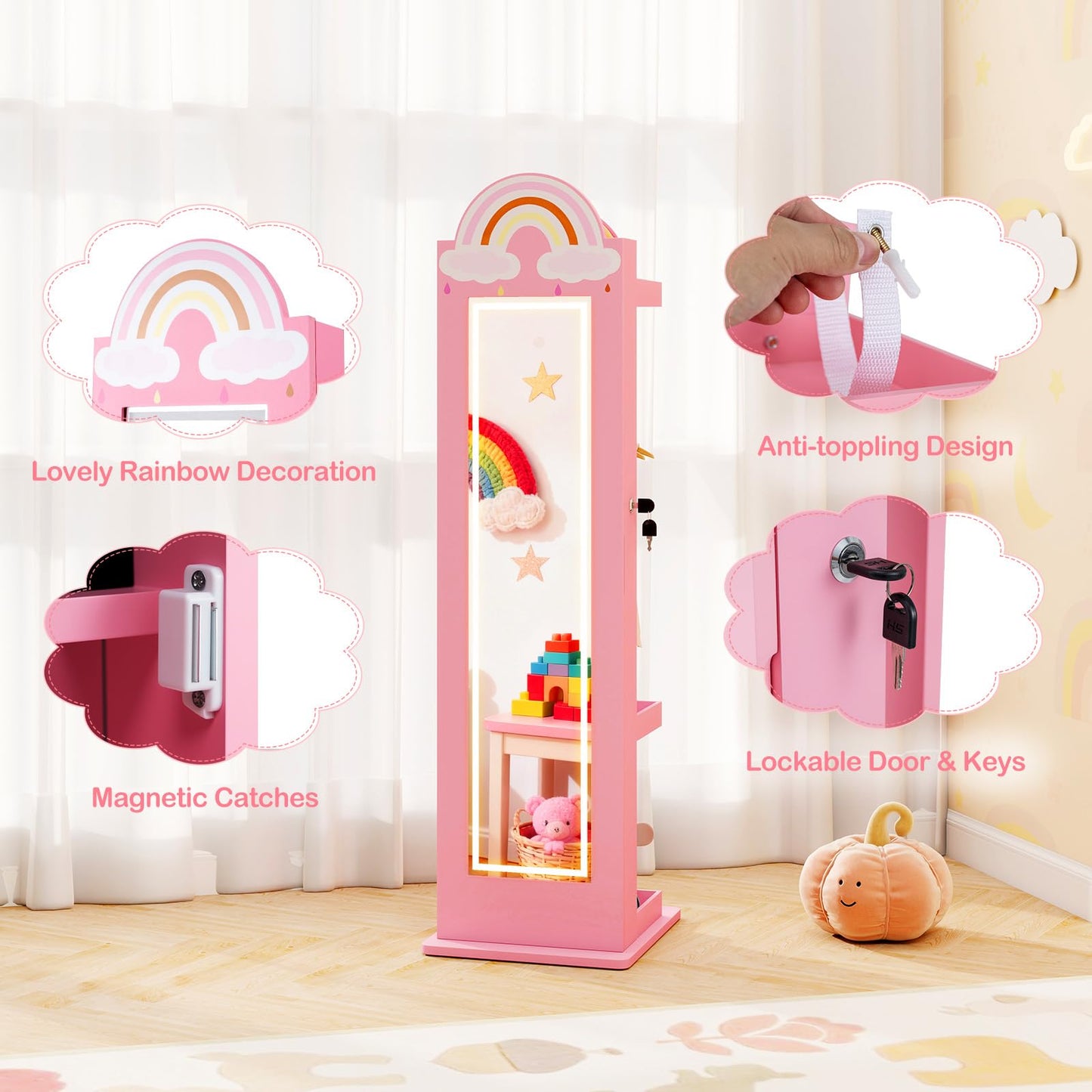 Kids Jewelry Cabinet Standing Children Jewelry Organizer