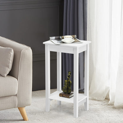 40x30x74cm Wooden Narrow Nightstand Sofa Side Table with Storage Shelves