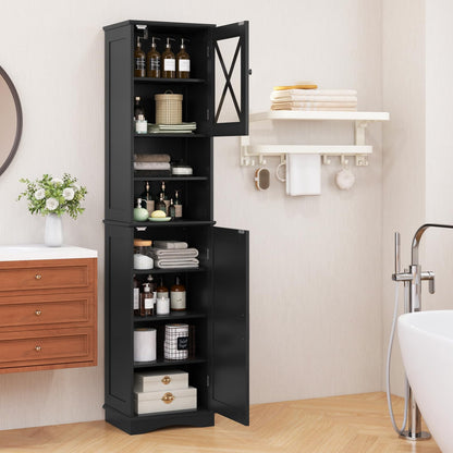 Freestanding Storage Cupboard with 5 Adjustable Shelves and 2 Doors