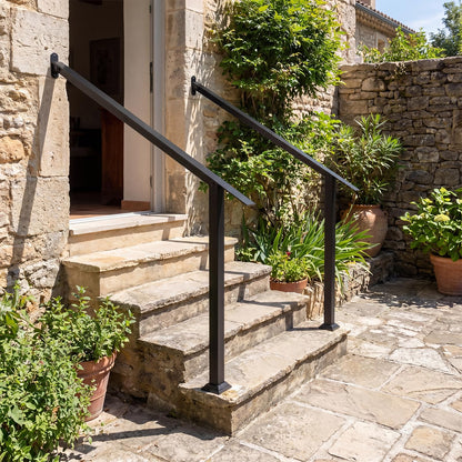 3 Step Heavy-Duty Adjustable Galvanized Steel Railing with Installation Kit for Concrete