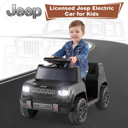 12V Kids Ride on Car, Licensed Jeep Electric Vehicle with LED Lights