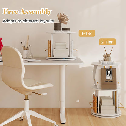 2-Tier Rotating Bookshelf Tower with Display Stands
