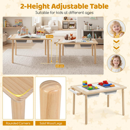 Sensory Table Set 3-Piece Kids Activity Table and Chair Set with Adjustable Height