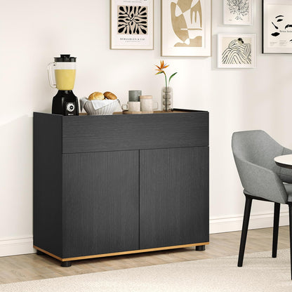 Storage Cabinet, 2 Door Buffet Sideboard with Push-to-Open Design, Drawer & 2 Anti-tipping Devices