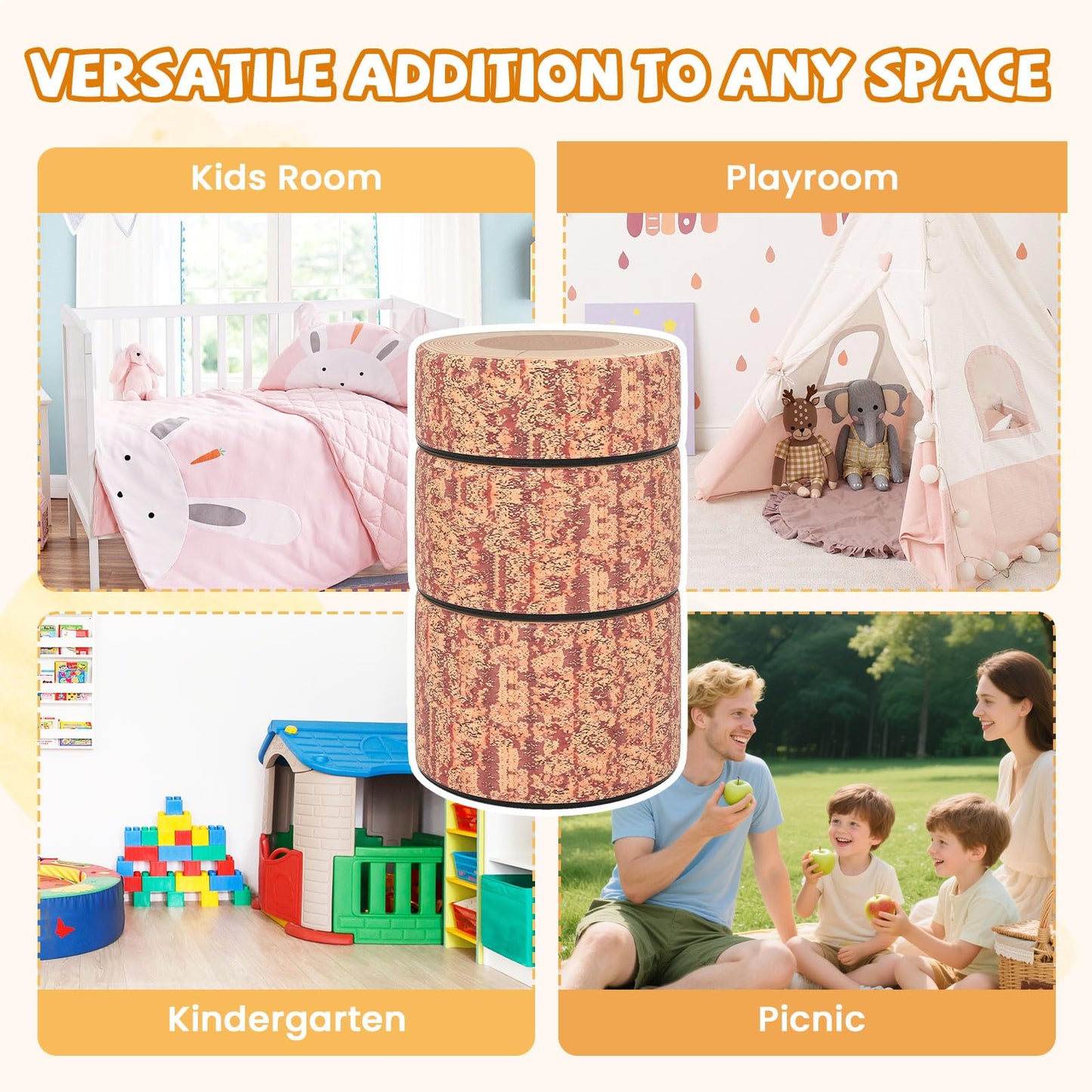 3 PCS Tree Stump Stool Set Round Flexible Seatings