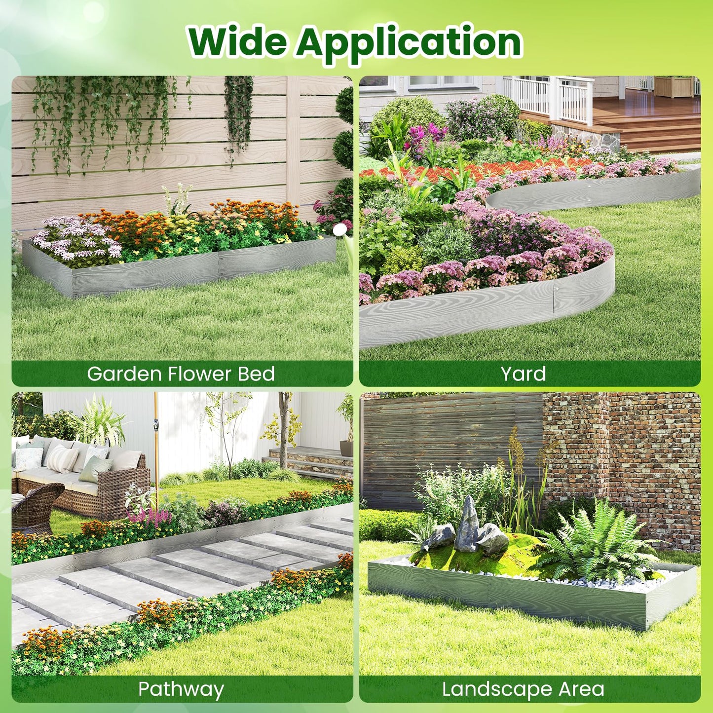 6-Pack 600 cm Galvanized Metal Landscape Edging for Lawn Pathway