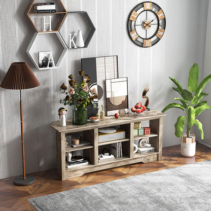 147cm TV Stand for TVs up to 65 Inches with 6 Open Storage Shelves