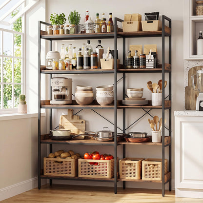 5-Tier Corner Bookshelf, 113cm Convertible L-shaped Bookcase