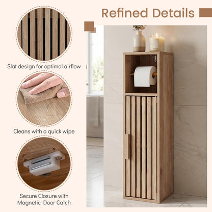 Slim Bathroom Cabinet, Freestanding Toilet Paper Holder