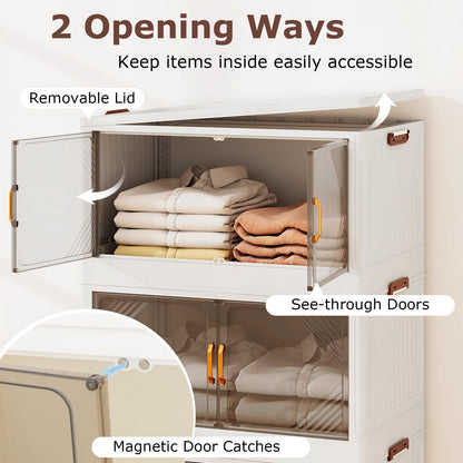 Stackable Storage Containers with Wheels and Doors for Bedroom
