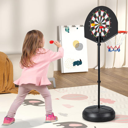2-in-1 Toddler Kids Basketball Hoop with Dart Board