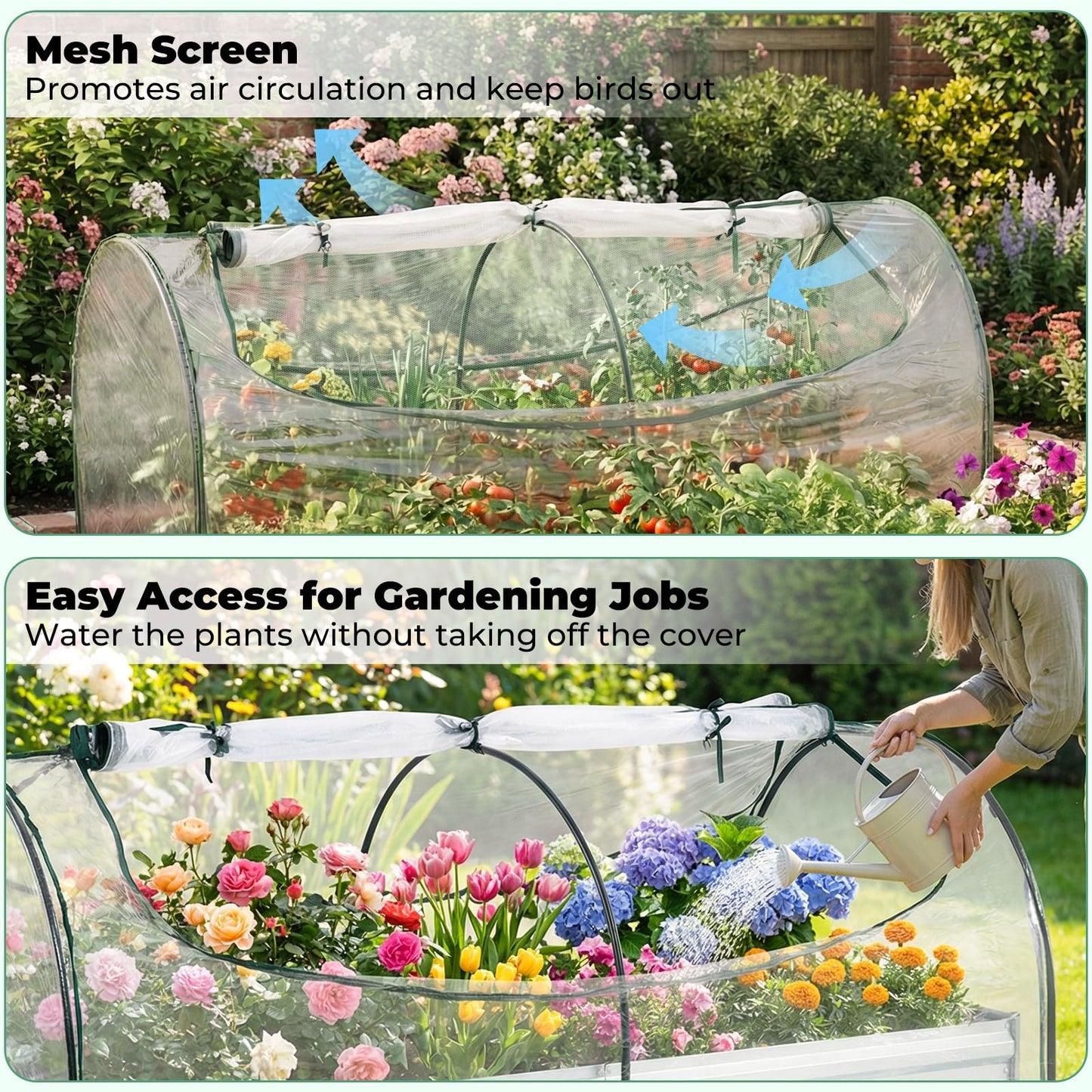 Raised Garden Bed with Greenhouse, Outdoor Elevated Planter Box