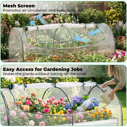 Raised Garden Bed with Greenhouse, Outdoor Elevated Planter Box