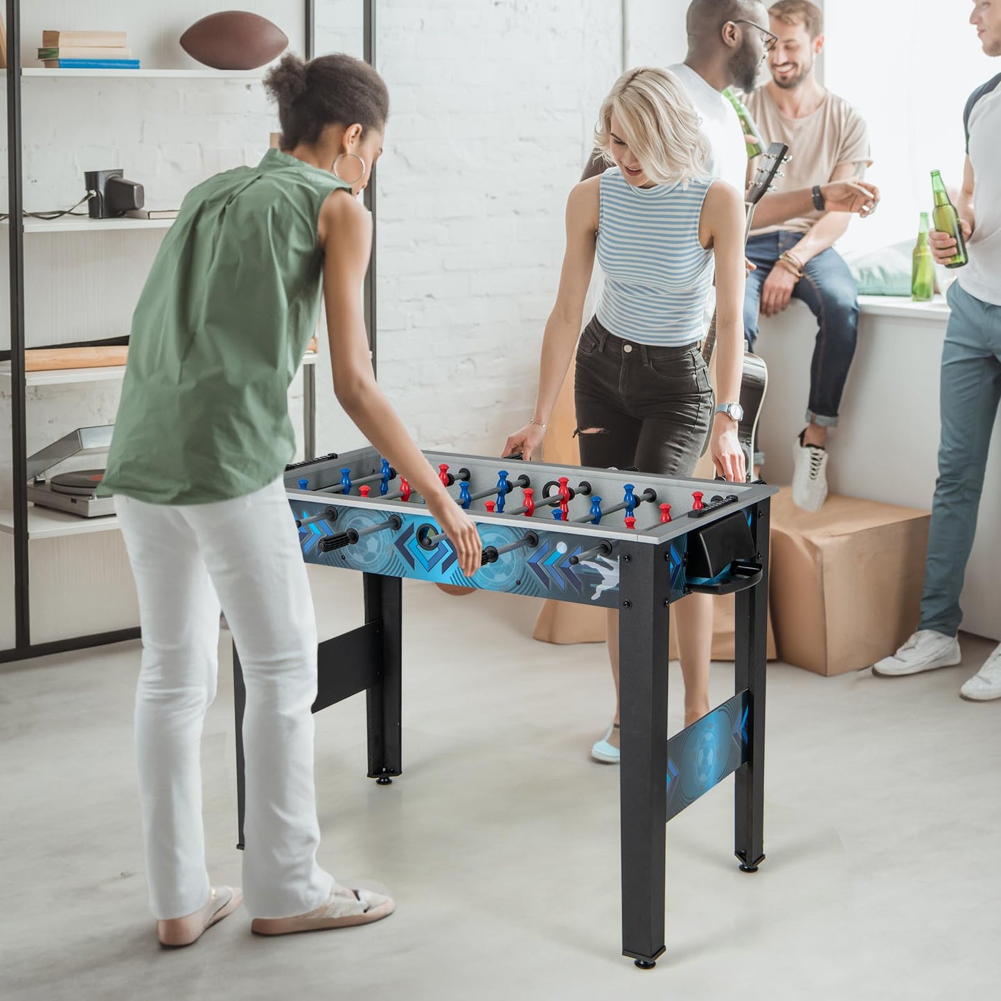 Soccer Table Game with 2 Footballs and Smooth Handle