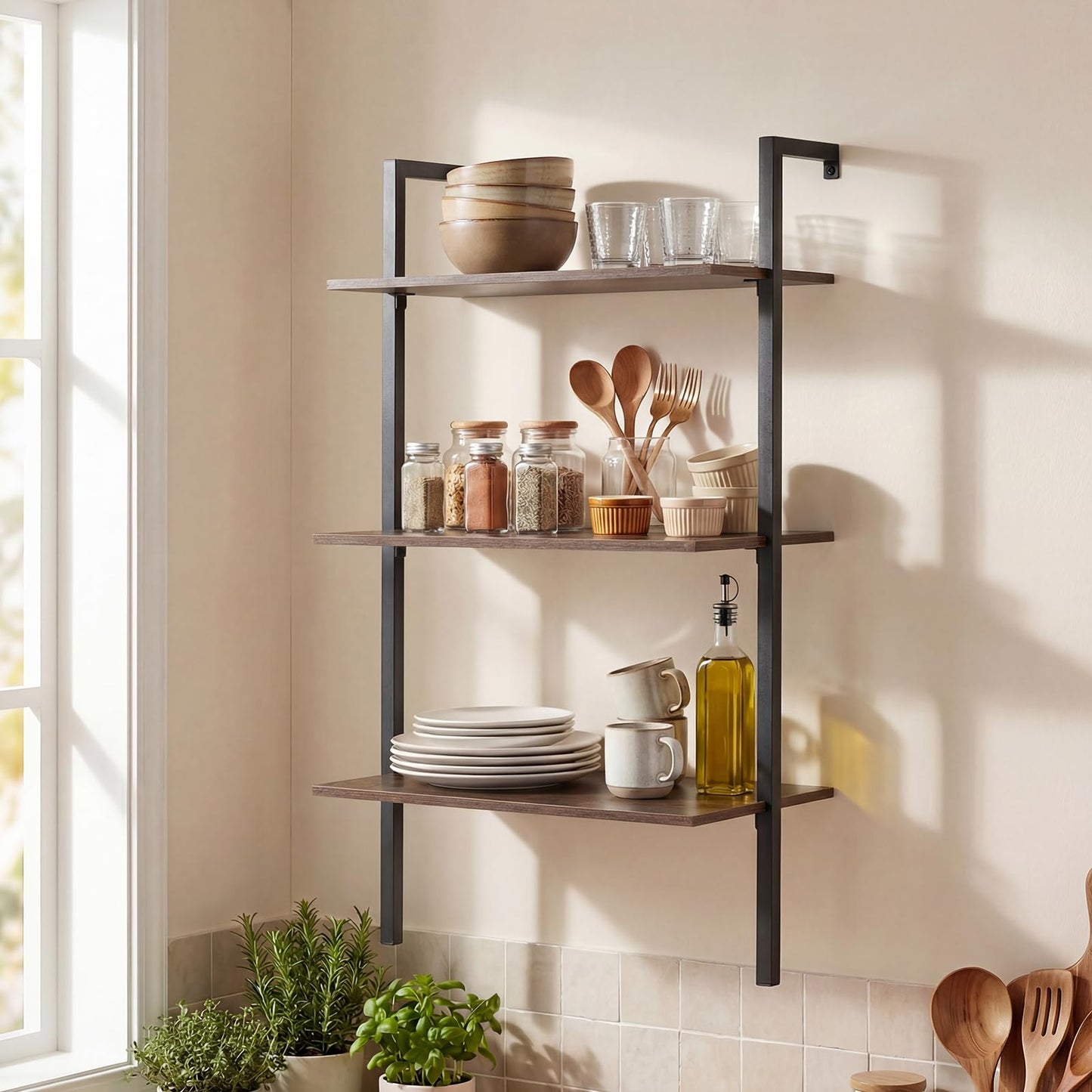 3-Tier Wall Mounted Shelves for Living Room Home Office